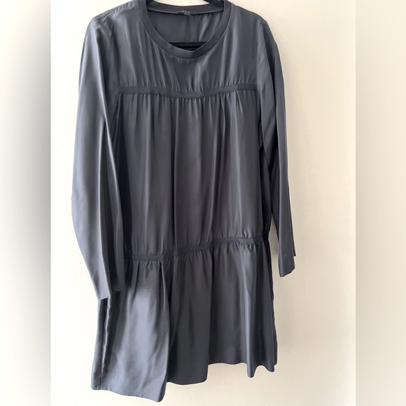 COS Silk Long Sleeve Dress with Drop-Waist Skirt - Black, Size EUR 42 - Picture 1 of 12